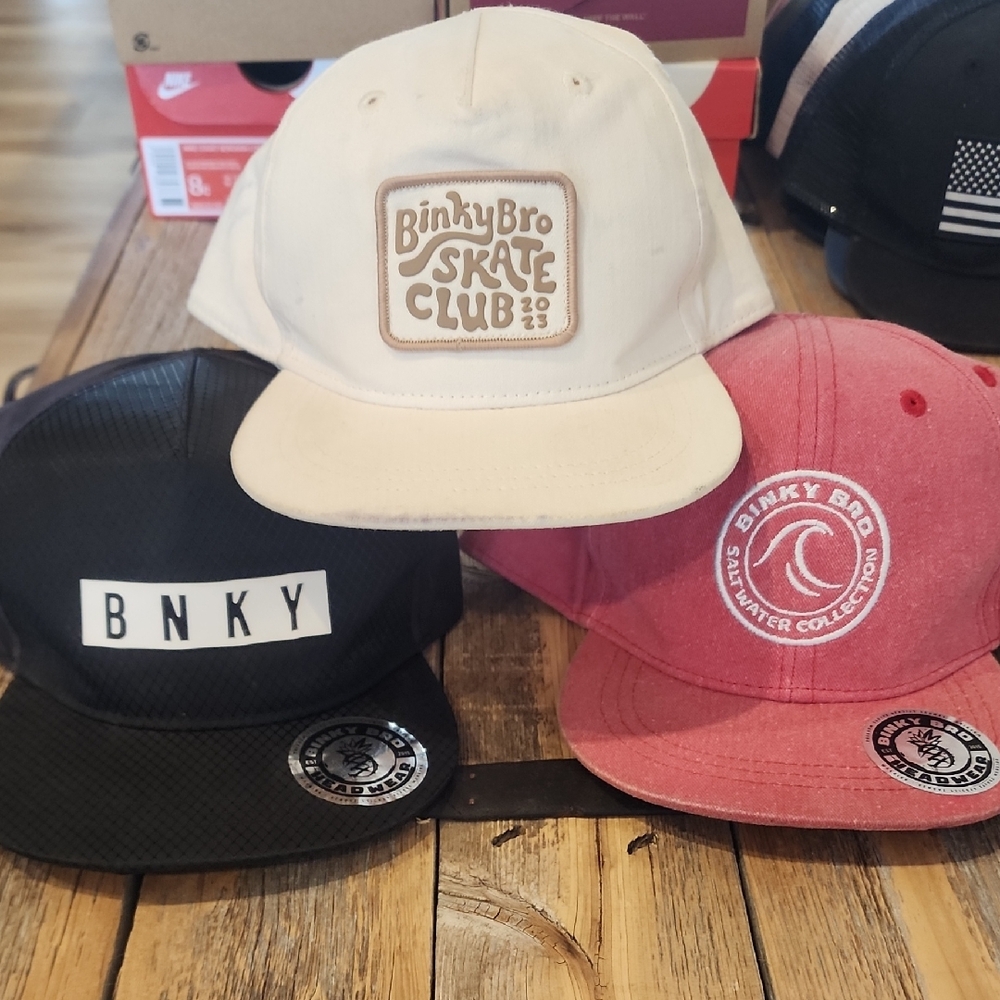 Binky Bro Hat Collection - Cream, Black, and Pink